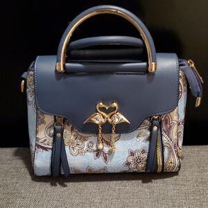 Elegant Blue and Gold Women's Handbag